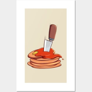 Cut Knife Pancake Halloween Cute Food Posters and Art